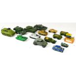 A collection of diecast military vehicles, makers to include Dinky and Matchbox, together with a