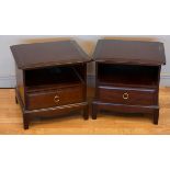 A pair of matching Stag bedside cabinets, one shelf over a single drawer, 53cm x 51cm x 47cm