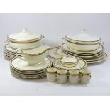 A Mintons forty piece china dinner service, 20th century, cream ground with gilt, dental borders,