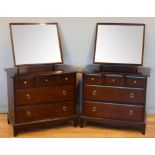 A pair of matching Stag (model 160/70) chest of drawers, three small drawers over two drawers,