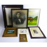 A framed pastel painting of a racehorse, signed and dated H.Mumford 1977 lower right, 60cm x 44cm,