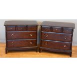 A pair of matching Stag (model 160/70) chest of drawers, three small drawers over two drawers,