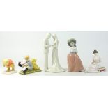 Two Royal Doulton Winnie The Pooh figural groups, (boxed) together with a Royal Albert figurine, a