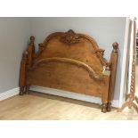 A country style carved pine double bed stead, with mattress, as new