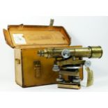 A Hilger & Watts surveyors theodolite, sold by A. Clarkson & Co, London, in a leather carry case