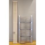 A modern stylised heated radiator/towel rail, 135cm x 70cm, together with a Worcester streamline