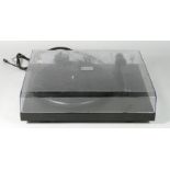 A Pro-Ject Debut III turntable, black, with power and audio cables