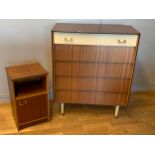 A 1970s Avalon four piece bedroom suite having beehive style drawer fronts, comprising of a double