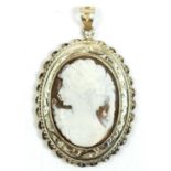 A silver cameo mounted locket/pendant, 40 x 30mm, 18gm, case