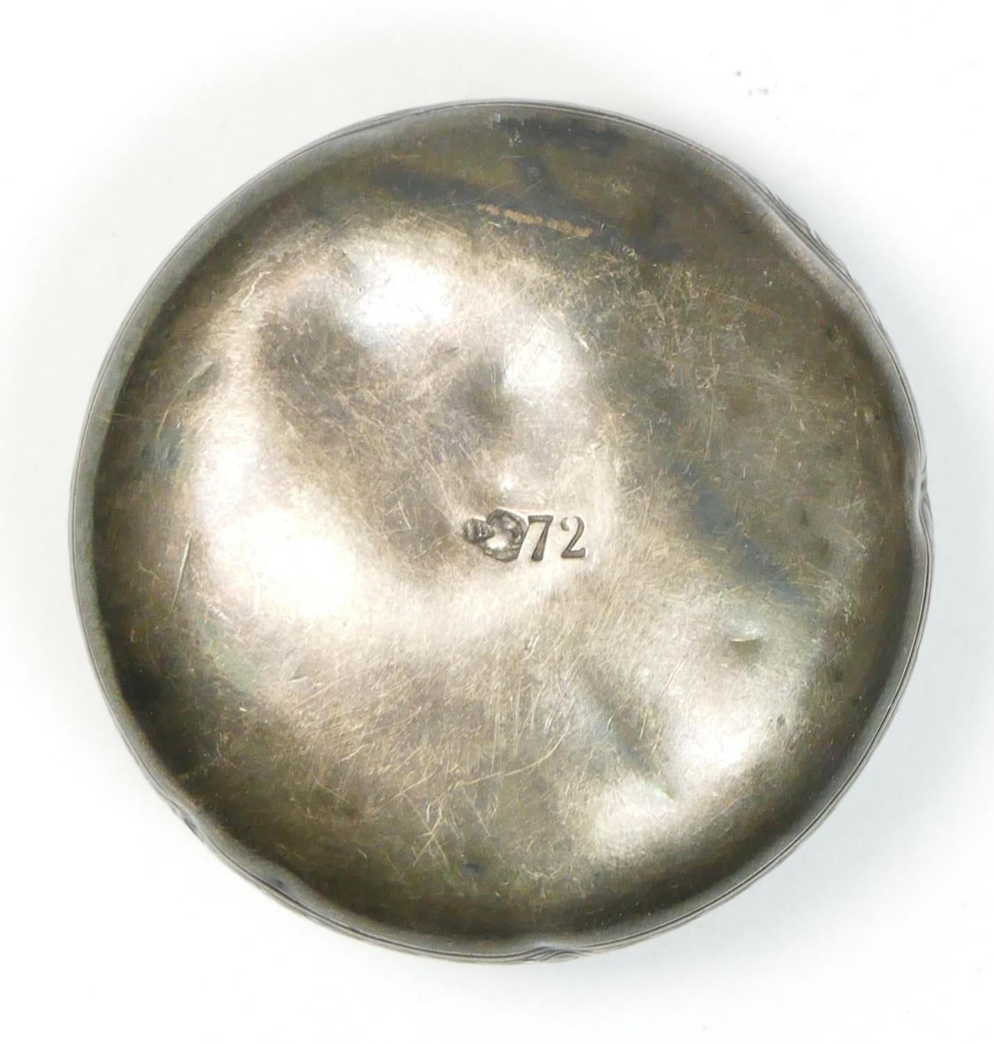 A French silver pill box, Minerva 950 standard, the pull off cover with ROUEN and applied coat of - Image 3 of 5