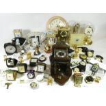 Three boxes of mid 20th century & later mantel and wall clocks, having manual wind and quartz