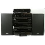 A Kenwood audio "stack", to include a Kenwood Double Cassette Deck X-54, a Kenwood Compact Disc