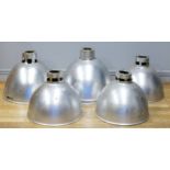 A, Simplex Lighting Limited, set of six alloy lamp shades, diameter 49cm.