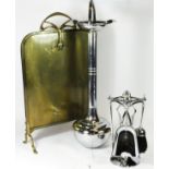 A Heston Art Deco chrome smokers stand, the column stem raised upon circular spreading weighted base