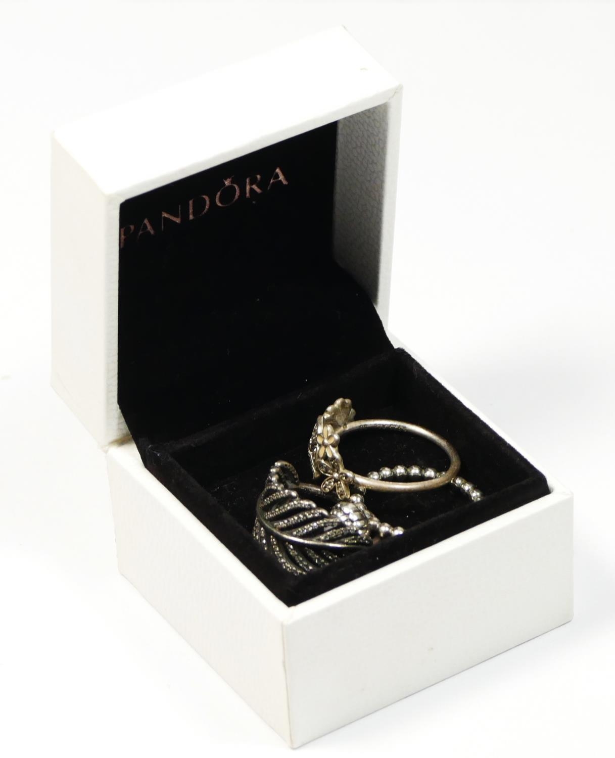 Three silver ALE Pandora rings, various sizes, one box, - Image 3 of 3