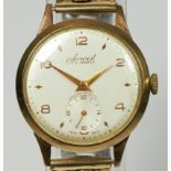 Accurist, a 9ct gold manual wind gentleman's wristwatch, Edinburgh 1958, 21 jewel movement, 32mm