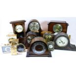 A collection of early 20th century and later mantel clocks, to include manual wind and quartz