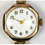 Rolex, a 9ct gold manual wind ladies wristwatch, Glasgow import, date letter hard to read, repainted