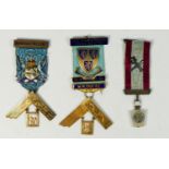 Two silver gilt and enamel Masonic jewels, Radnor 2587 and Old Hamptonian 5730, together with a