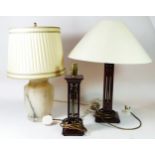 A pair of modern Mcintosh style table lamps by Carrick of Scotland, 32cm tall, together with a