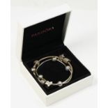 Two silver Pandora bracelets with charms, box, 42gm