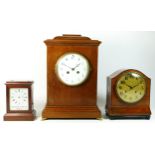 A mid 20th century German burr walnut mantel clock, having 8 day movement striking on gong, 22cm