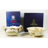 A Royal Worcester flight bowl Ltd edition 129/250, 26cm diameter (boxed) together with a blush ivory