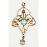 An Edwardian 9ct rose gold and blue paste pendant, 38mm, 1.3gm