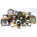A collection of early 20th century and later mantel clocks and barometers, to include carriage