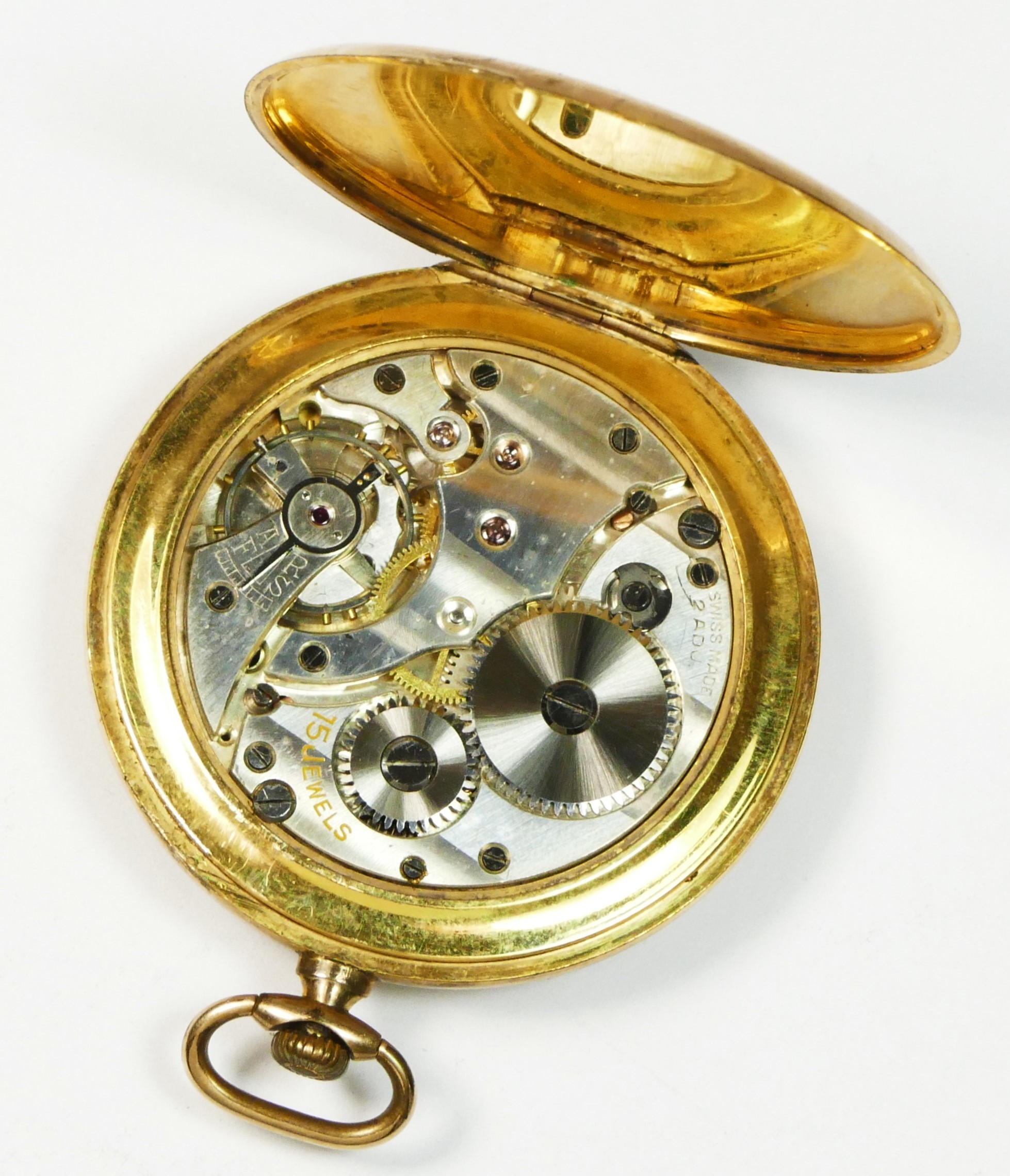 Sackville, a gold plated, keyless wind, open face pocket watch, 15 jewel, 2 adjustments movements, - Image 3 of 3