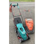 Two electric lawn mowers, to include a Bosch Rotak 370ER, together with a Flymo (2)