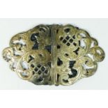 A Victorian silver nurses buckle, Birmingham 1899, with pierced and engraved decoration, 75gm