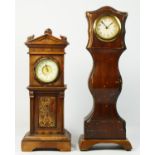 Two early 20th century miniature longcase clocks. mahogany cased with mechanical movements. 34/
