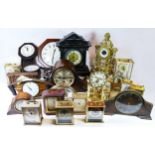 Three boxes of mantel clocks, having manual wind and quartz movements, makers to include - Swiza,