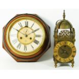 A brass Astral lantern clock, 8 day movement stamped 'Made In England' 30cm tall, together with an 8