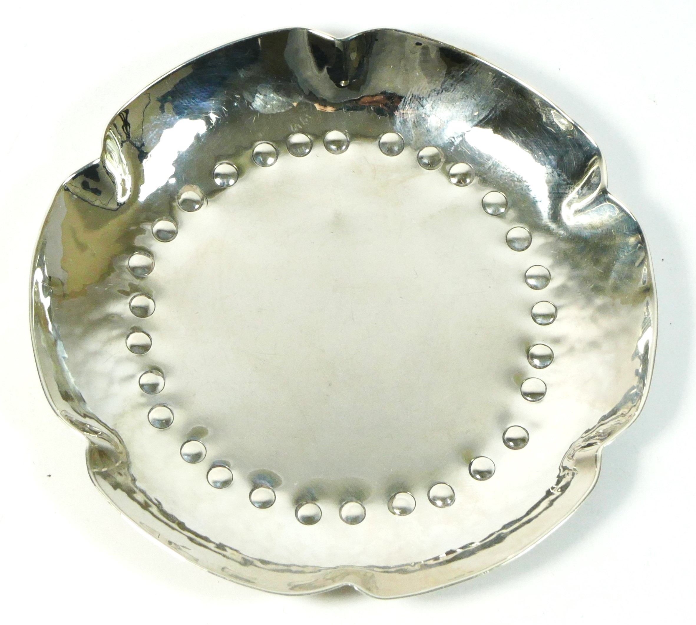 A silver Arts and Craft pin dish, by Arthur Duckworth, Chester 1946, of hammered finish, diameter - Image 2 of 3