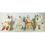 Four Staffordshire flat back figures, to include Will Watch, 37cm tall, a Rider On Horseback, 34cm