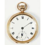 Omega, a 9ct gold, keyless wind, open face ladies fob watch, London 1912, the signed movement