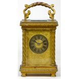 A French lacquered brass carriage clock, early 20th century, eight day movement stamped Made In