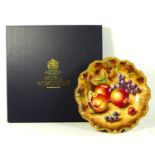 A Royal Worcester star plate, Painted Fruit Apples & Grapes, painted in the style of Ayrton, stamped