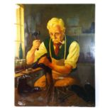 Walter Goodin, (1907- 1992), The Cobbler, oil on board, signed, 111 x 88cm, unframed