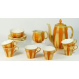 A Shelley Harmony Dripware orange and brown coffee service for six settings, c.1930'3, pattern