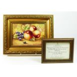 A Royal Worcester rectangular ceramic plaque, Hand Painted Fruit Study, stamped RR/BP, artist signed