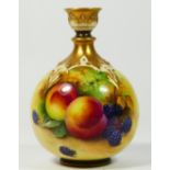 A Royal Worcester globular short neck vase, Painted Fruits, signed by artist, H.H.Price, stamped