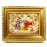 A Royal Worcester rectangular ceramic plaque, Hand Painted Fruit Study, artist signed by P.