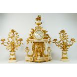 Planchon, Paris, an impressive French late 19th century gilt brass and white marble clock