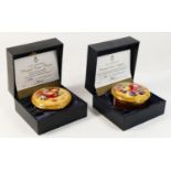Two Royal Worcester circular trinket pots from the Connoisseur Collection, to include Painted Fruits