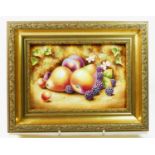 A Royal Worcester rectangular ceramic plaque, Hand Painted Fruit Study, artist signed by J.Bowman,