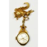 Rotary, 9ct gold novelty key less wind ladies squirrel fob watch, both by SD, London 1963/64, the