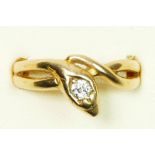 A Victorian 18ct gold and old cut brilliant diamond set snake ring, c.1890/1900, partial